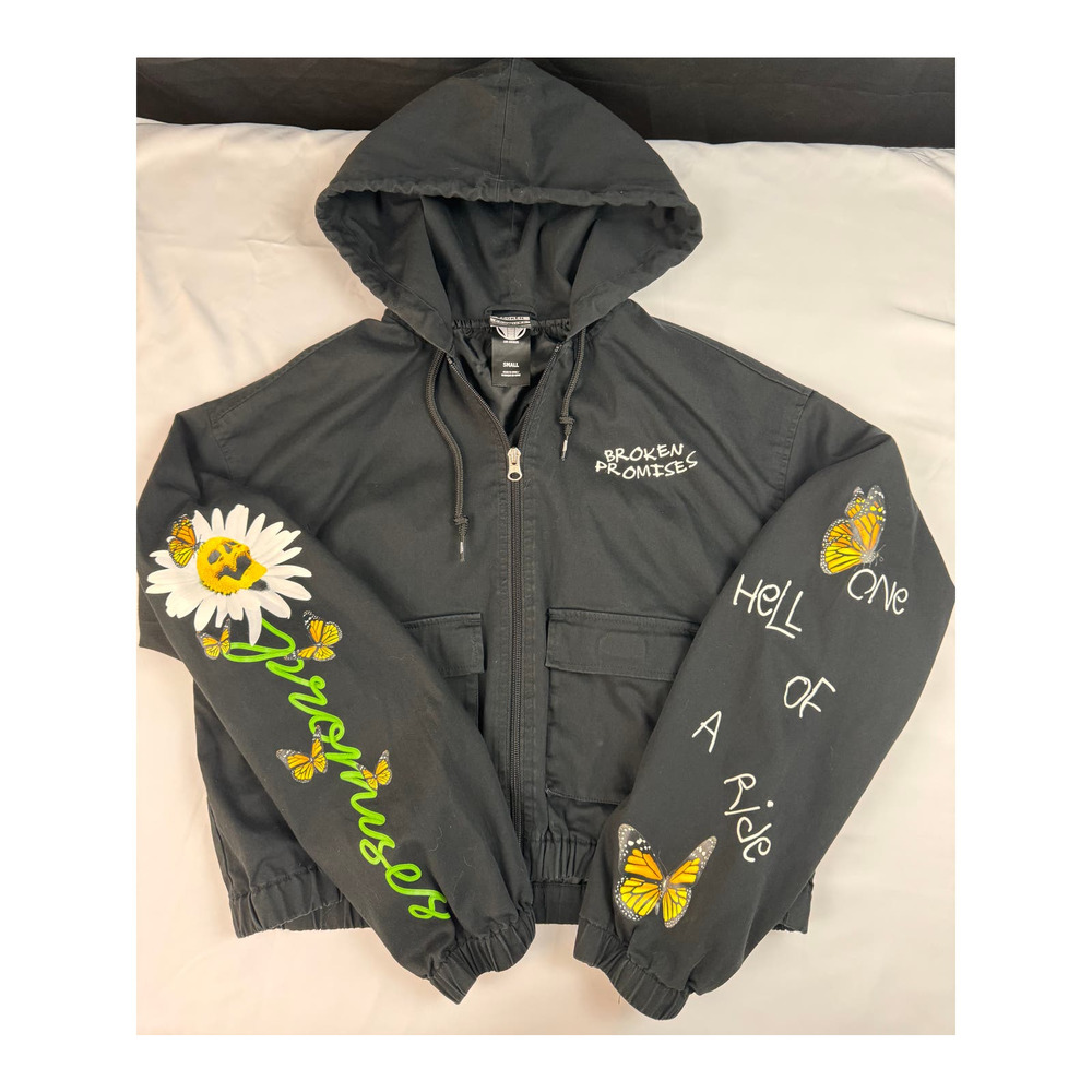 Broken Promises Cropped Hooded Jacket Size Small